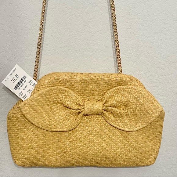J. Crew Straw Bow Shoulder Bag in Natural Tan - Picture 2 of 6